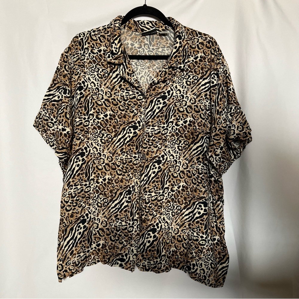 Fashion Bug Brown and Black Casual Button Down Shirt